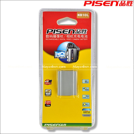 Pin Pisen NB-10L for Canon SX40, SX50, G15, G16, G1X