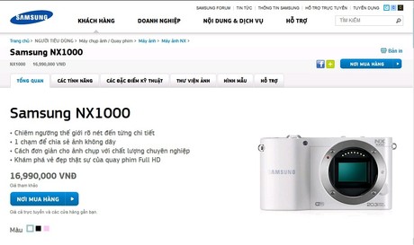 Giá Samsung NX 1000 tại Việt Nam cao nhất thế giới