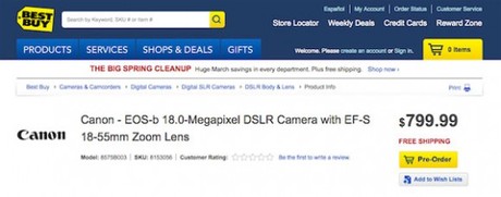 DSLR Canon EOS-b bí ẩn giá 799,99 USD xuất hiện trên Best Buy