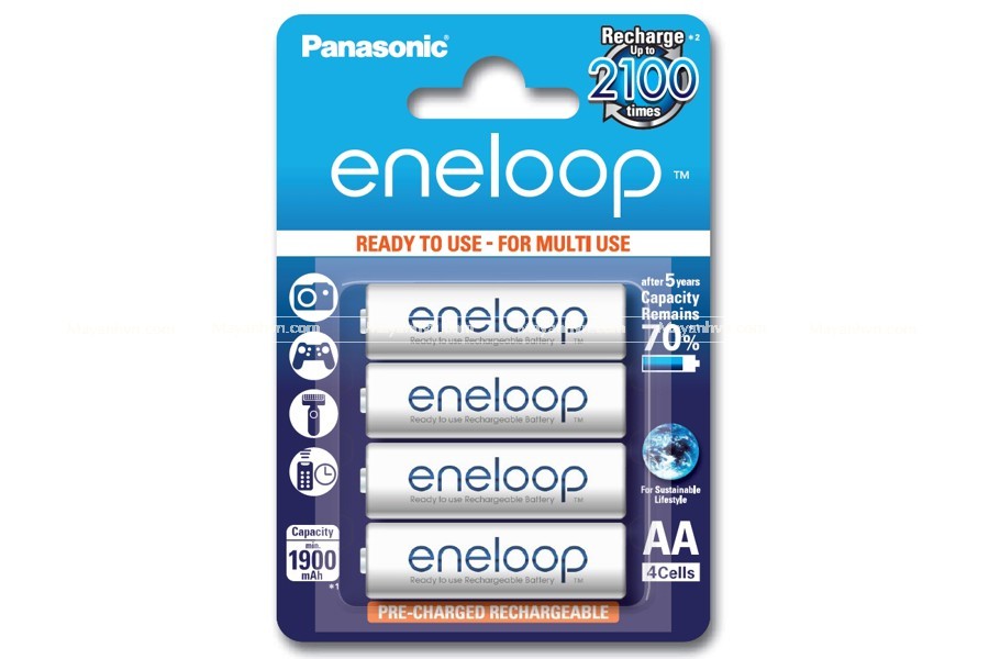 Pin AA Panasonic Eneloop 1900 mAh BK-3MCEE loại 2100 lần sạc
